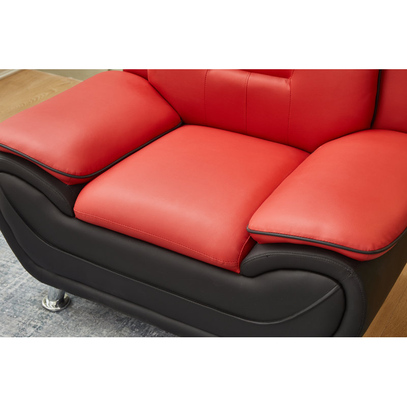 Chaise de salon Alexsia, Similicuir rouge / noir