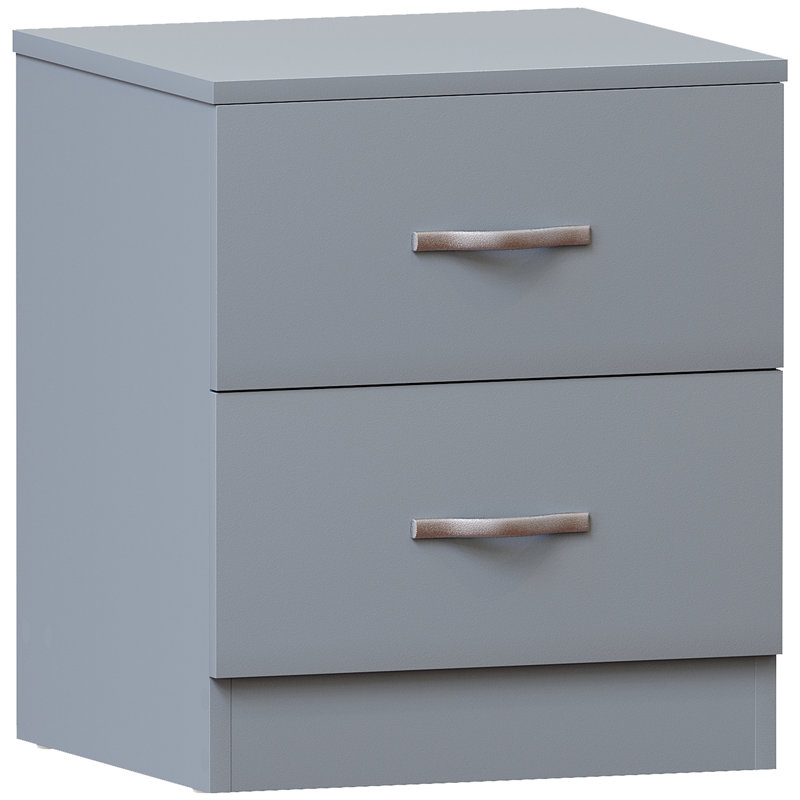 Maybery 2 Drawer Bedside Table, Grey