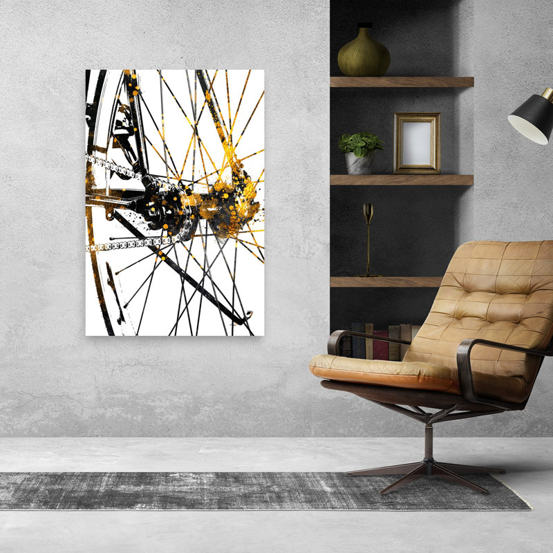 Art mural abstrait doré, 48" H x 32" W