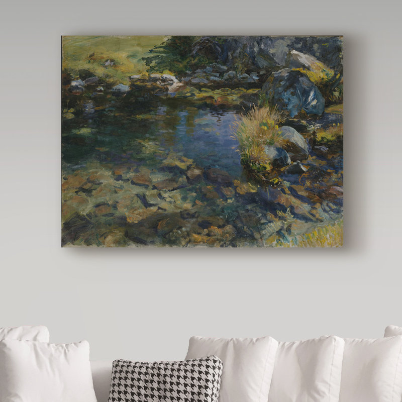 « alpine pool » par l’huile, reproduction d’art sur toile tendue John Singer Sargent, H 18 po x l 24 po x P 2 po
