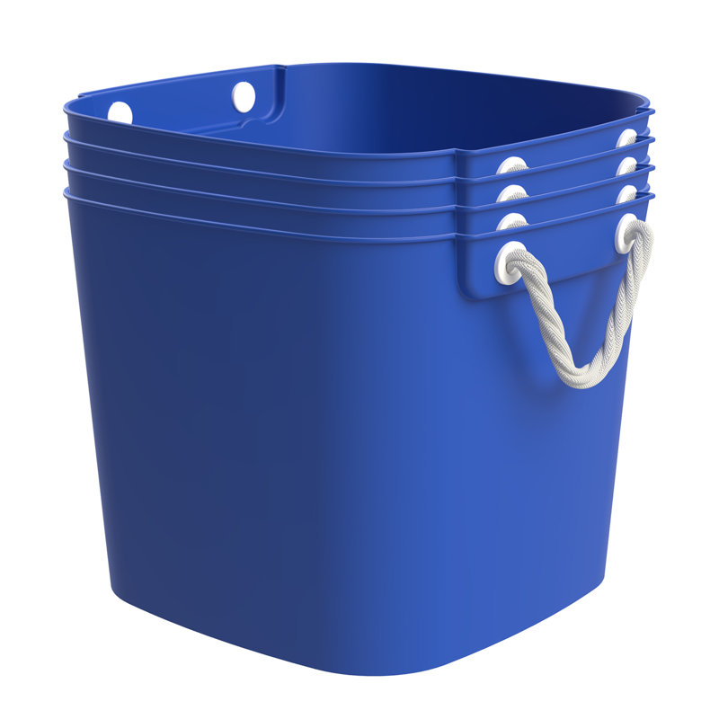  42 Qt Flexi Tub, Versatile Storage Tote, Home Organizer, Blue, 4 Pack, Blue