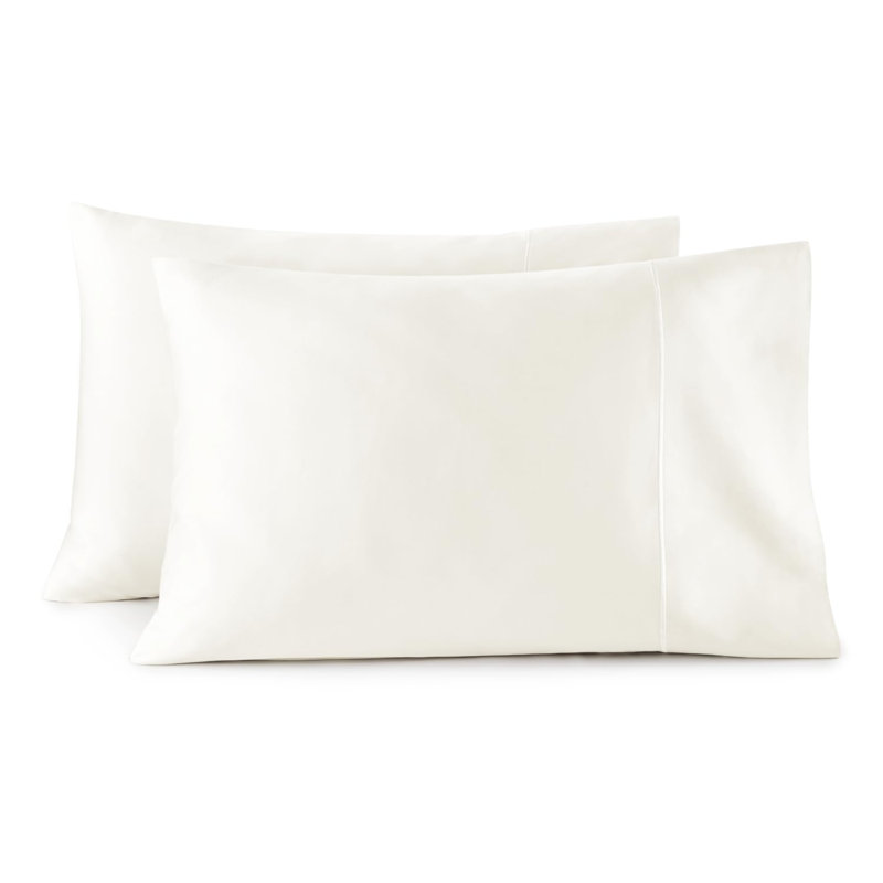 100% Organic Cotton Pillow Cases Queen Size Set of 2-100% Cotton Pillowcases GOTS Certified 500 Thread Count - Naturally Cooling Comfortable Breathable & Soft Pillow Cases (Natural, Queen)