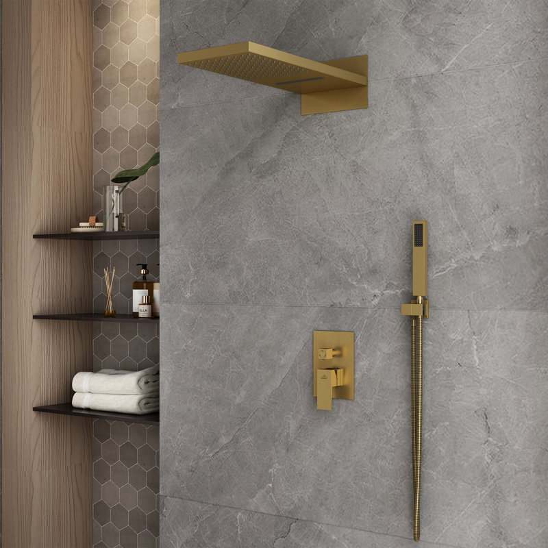 Système de douche à pluie complet Rainier 22 po avec douchette et douchette à pluie Rainier inclus, Or brossé