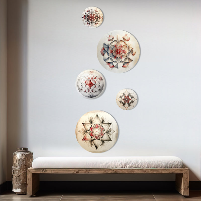 Sacred Geometry In Vintage Color Tones III - Modern Geometric Metal Wall Décor