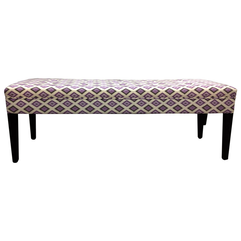 Upholstered Bench, Purple/ Geometric
