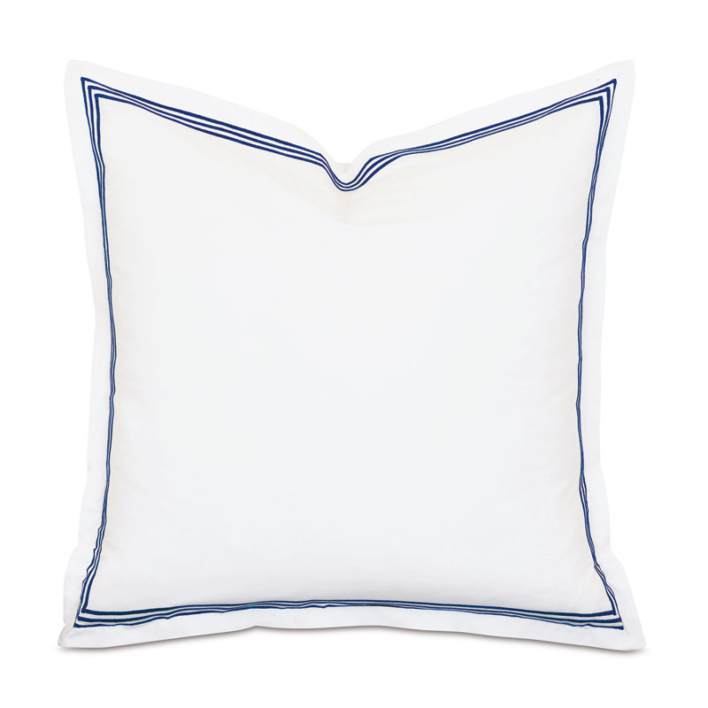 Tessa Cotton Sham Set, Euro, White/Navy, Multi-stripe