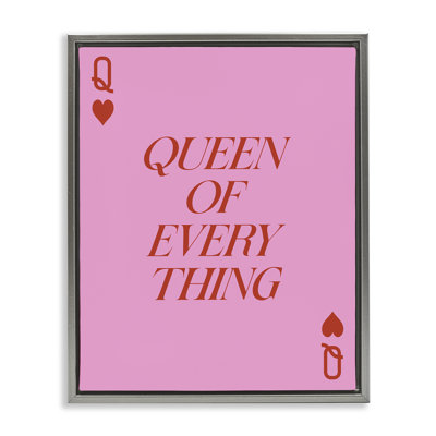 Queen Of Everything on Pink Framed Floater Canvas Wall Art, design by House of Lulu