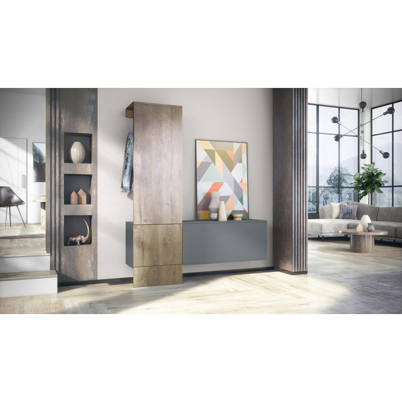 Chappa Hall Tree 156.5cm Wide with Shoe Storage, Oak Ribbeck