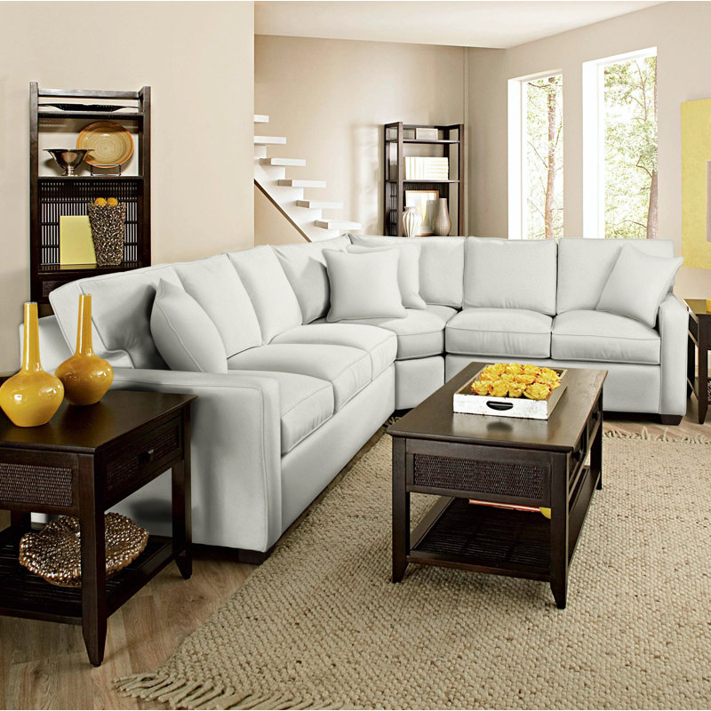 Ellora Upholstered L-Shaped Sectional Symmetrical, Snow Crypton Performance, Java