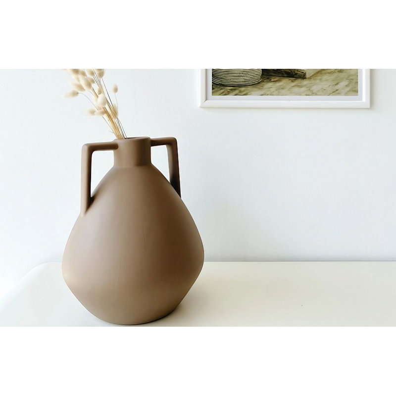 Clytie Ceramic Table Vase, Beige, 15cm H x 20cm W x 4cm D