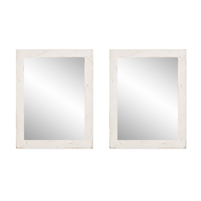 Edna Solid Wood Rectangle Mirror, White