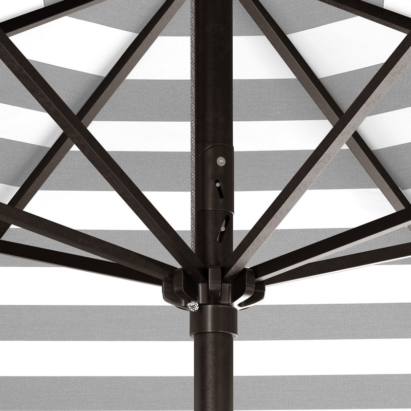 Parasol de marché 108 po Stevie, Gray White Cabana Stripe