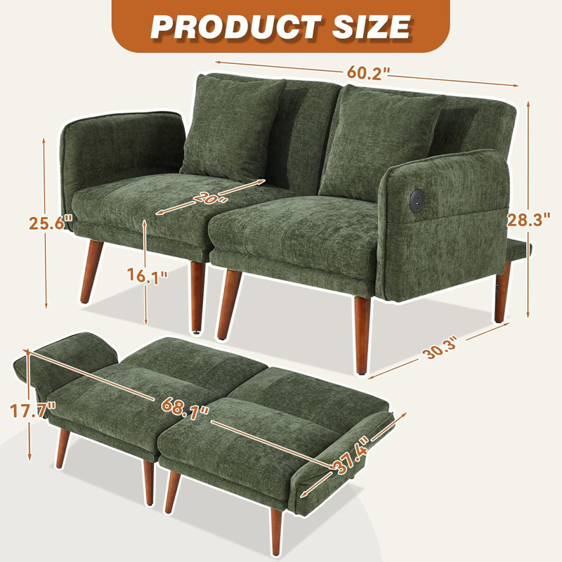 Canapé modulaire moderne avec causeuse et causeuse avec tissu en chenille, avec dossier et accoudoirs réglables, avec 2 coussins décoratifs