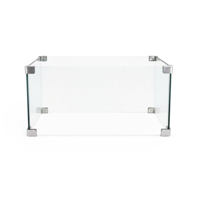 Verre trempé carré transparent de 30 po pour les brûleurs de foyer, fonction de flamme continue pour écrans pare-vent, conception transparente de style charmant, installation facile et rapide, 18,06 po de profondeur, 3,98 po