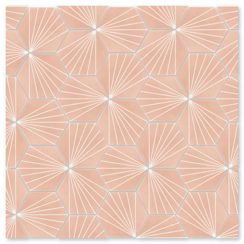 Spark C 7.87" x 9.09" Cement Patterned Wall & Floor Tile, Coral