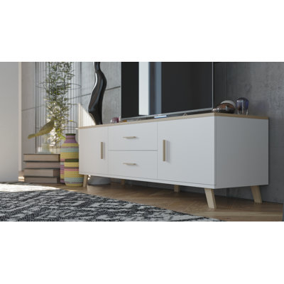 Horton Unfinished TV Stand for TVs up to 88" with Fireplace Included