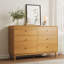 Commode d'appoint 6 tiroirs en noyer de style moderne du milieu du siècle, 47 po, pour chambre à coucher-1664615219