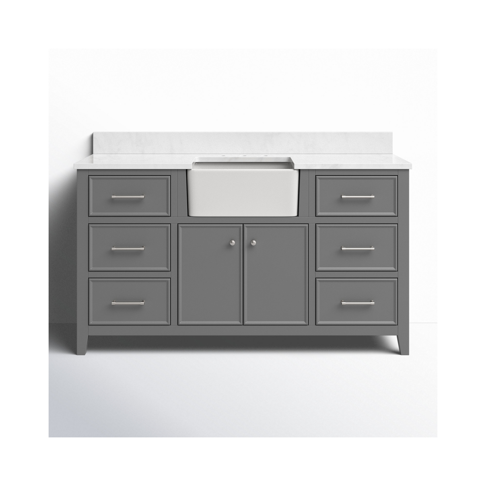 Aisa 60" Single Bathroom Vanity, Gray/Brushed Nickel