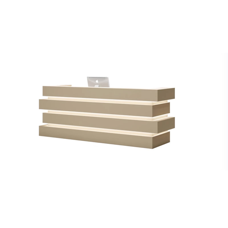 Scandinavian Style Front Desk in Beige with Creative Design and LED Lighting