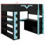 Lit mezzanine avec bureau Pro Gamer, lumières RVB, tablettes, panneau perforé et tiroir-384003122