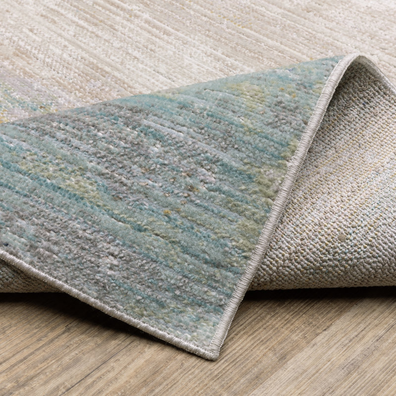 Tapis bleu / beige Goulart, Tapis de couloir 2 pi 7 po x 7 pi 10 po