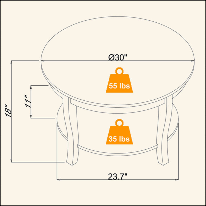 Table basse Traditional, Noyer