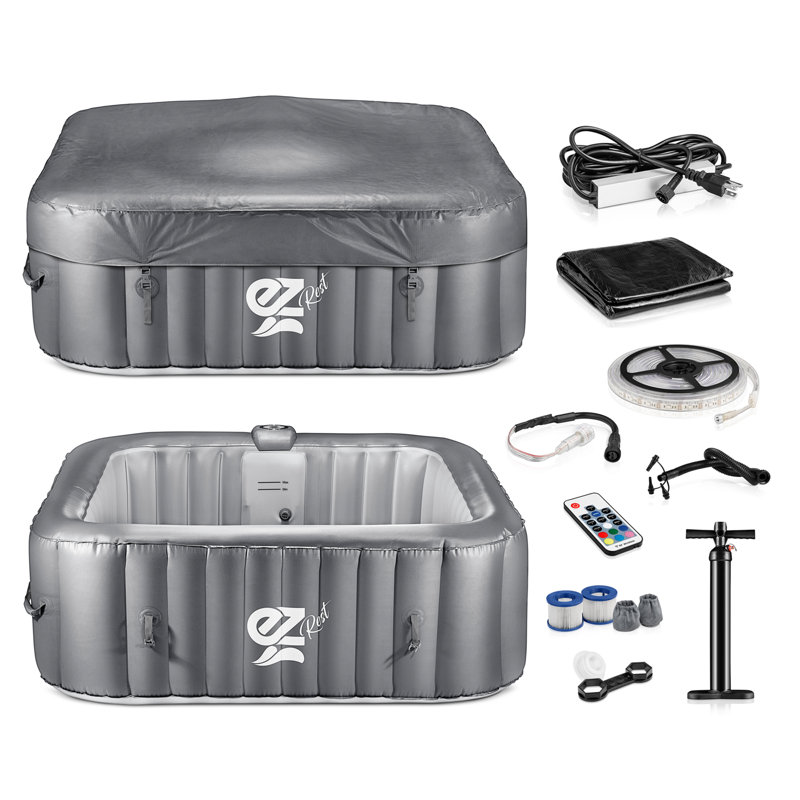 4-Seat Inflatable Pool Spa - Portable Hot Tub Spa with Light and Remote Control