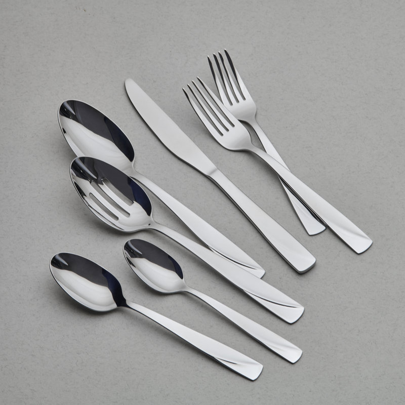 RHODA 18/0 Stainless Steel Mirror 42 Pieces Flatware Set with Buffet