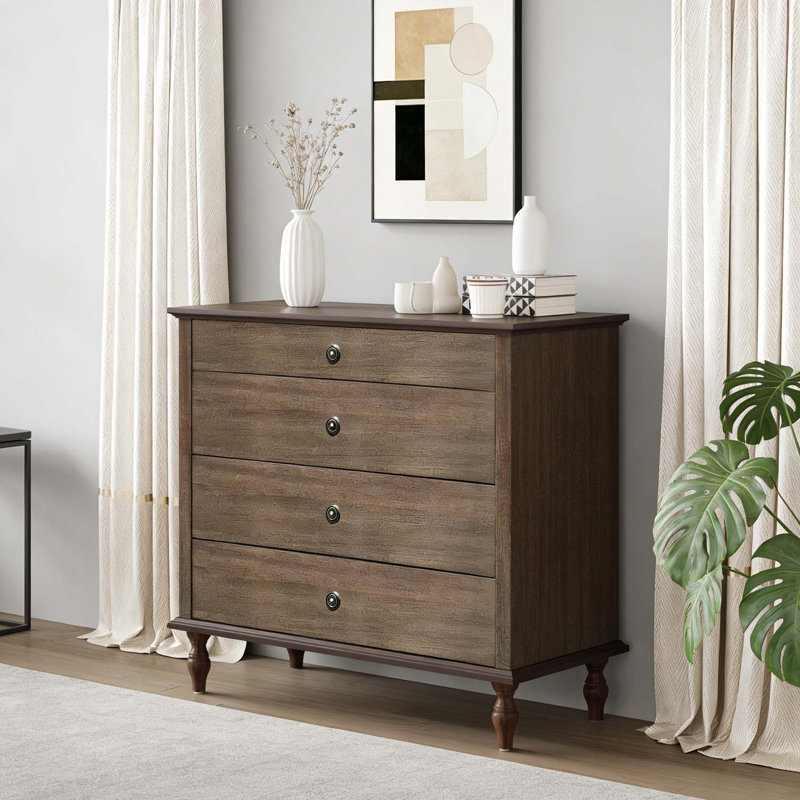 Armoire de rangement classique à 4 tiroirs, Brun rustique profond