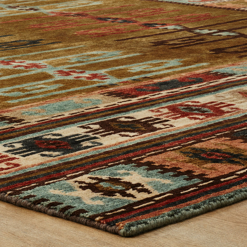Bakke Wool Southwestern Area Rug in Brown, Rectangle 8' x 10'