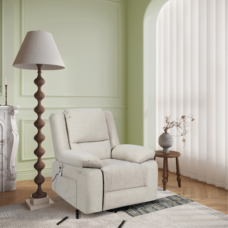 Fauteuil inclinable électrique avec massage, poche latérale, Beige