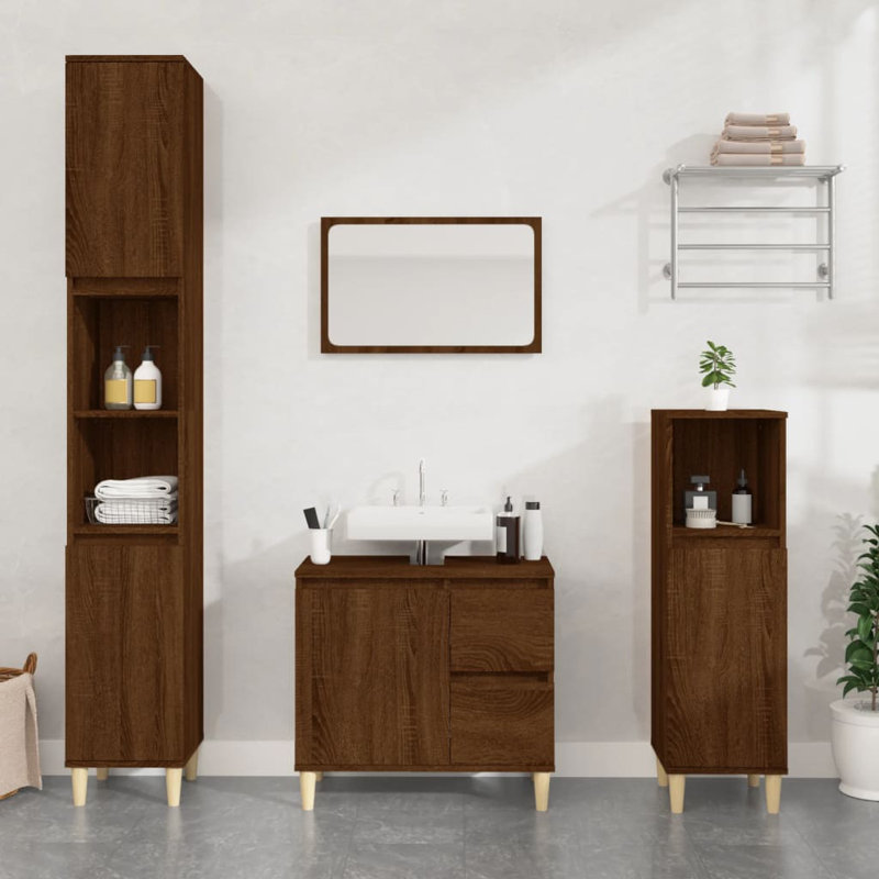 Wona Bathroom Furniture Suite, Dark Wood