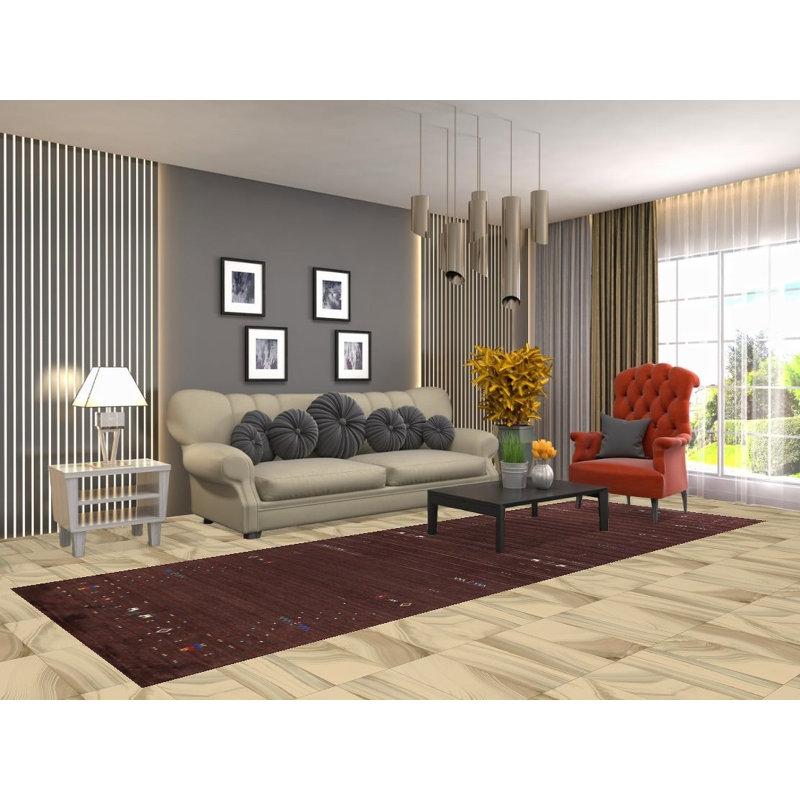 Tapis de couloir oriental en soie Gabbeh 4 x 9
