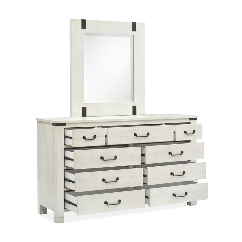 Très grande commode à 2 tiroirs avec miroir et porte, Très grand