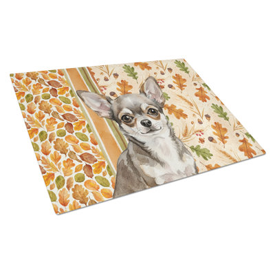 Chihuahua Heirloom Fall Glass Cutting Board