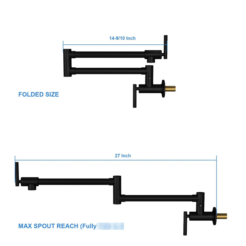1.75 Gpm Pot Filler, Wall Mount, Black, Stainless Steel, Design Black Filler Faucet For Gpm, Dependable Quality