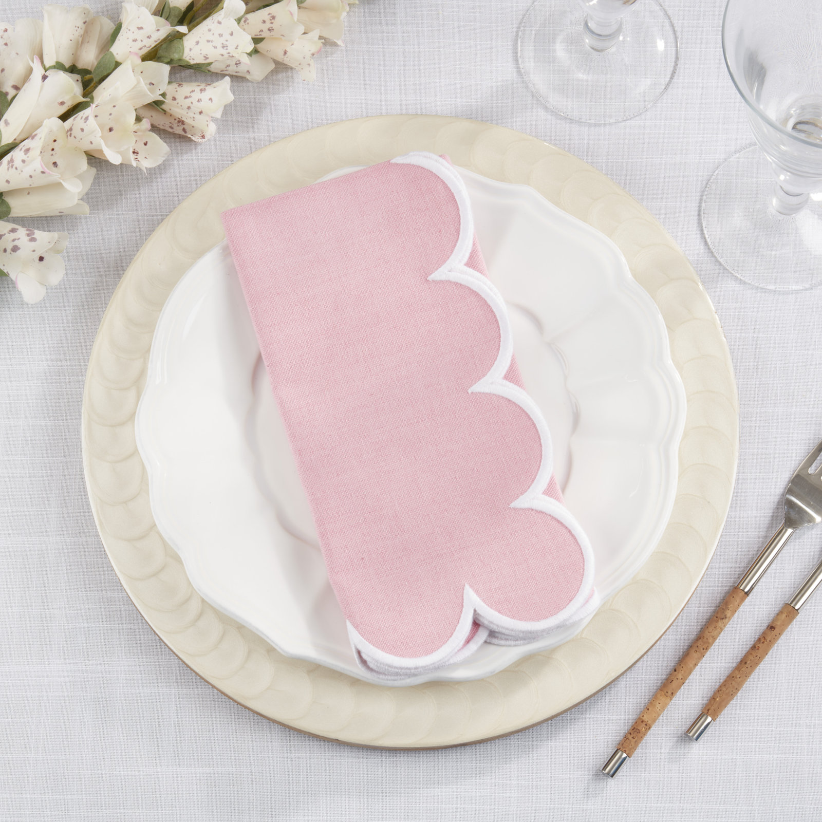 Paddock Reversible Cotton Napkin, Pink