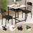 3-Piece Square Dining Table Set, Retro Farmhouse Style Small Kitchen Table And Chairs Set With MDF Table Top And Metal Frame, Space-Saving Bar Table Set For 2 With Wine Rack, For Small Space, Dining Room, Apartment-1363896036
