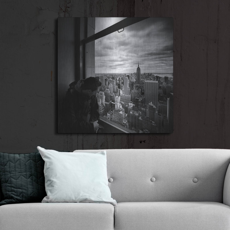 «NYC Manhattan View» par Nina Paponcek, art mural en métal, H 12 po x l 12 po