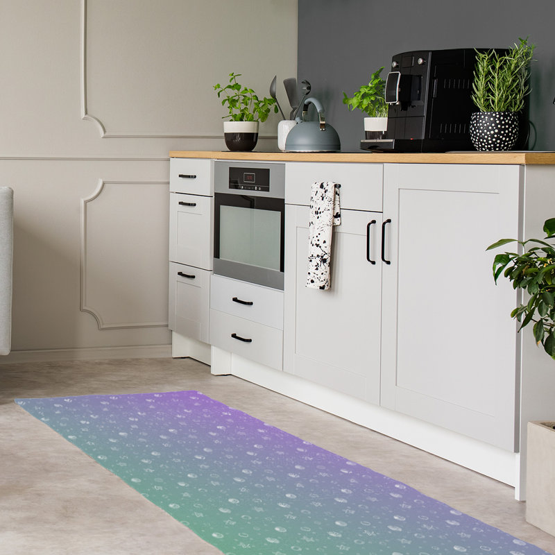 Tapis mauve/vert coquillage, Tapis de couloir 2 pi 6 po x 8 pi