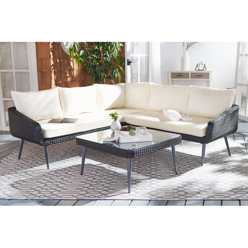 Ensemble de canapé 3 pièces Lucresia, Beige, Noir