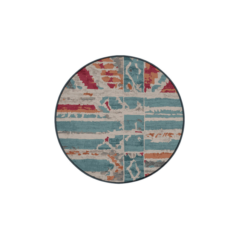 Tapis gris lavable à la machine, Rond 8 pi