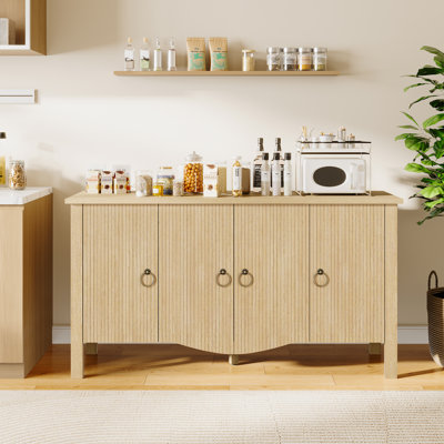 55"W Solid Wood Modern Sideboard Buffet Storage Cabinet