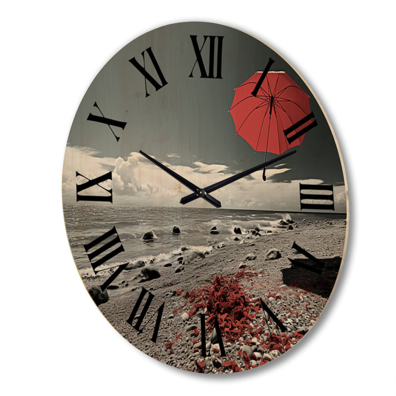 Horloge murale en bois massif Opelika, Très grand