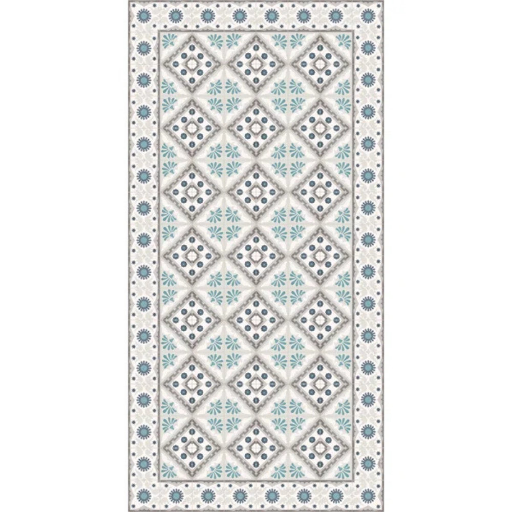 Fontana Geometric Blue  Easy to Clean Vinyl Mat ADAMA LLC Rug 