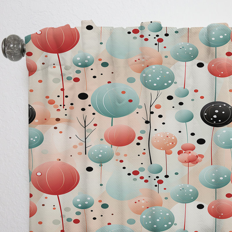 «Blue and Coral Elegant Polka Dots Bliss» - Rideau abstrait - Rideau obscurcissant - 1 panneau, L 52 po x L 84 po