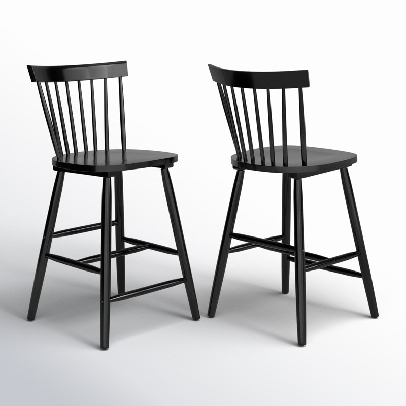 Stacee Solid Wood Bar & Counter Stool, Black, Counter Stool (24" Seat Height)