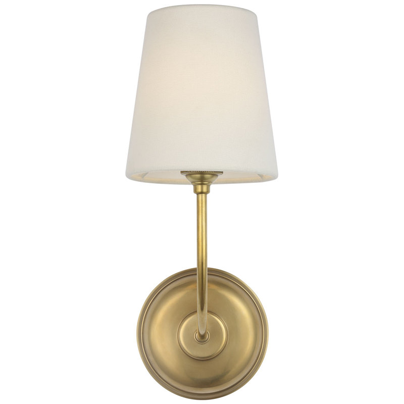 Thomas O'Brien Vendome 16" Cordless Single Sconce with Linen Shade, Hand-Rubbed Antique Brass