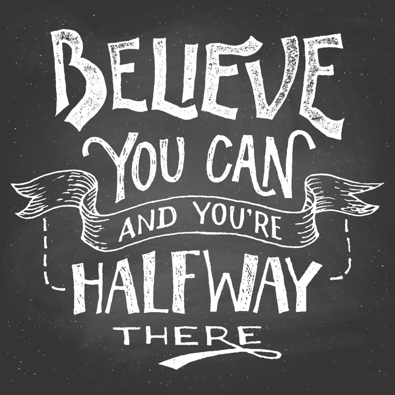 Believe You Can Motivation Hand-Lettering - Wrapped Canvas Print, 76cm H x 76cm W x 3.8cm D