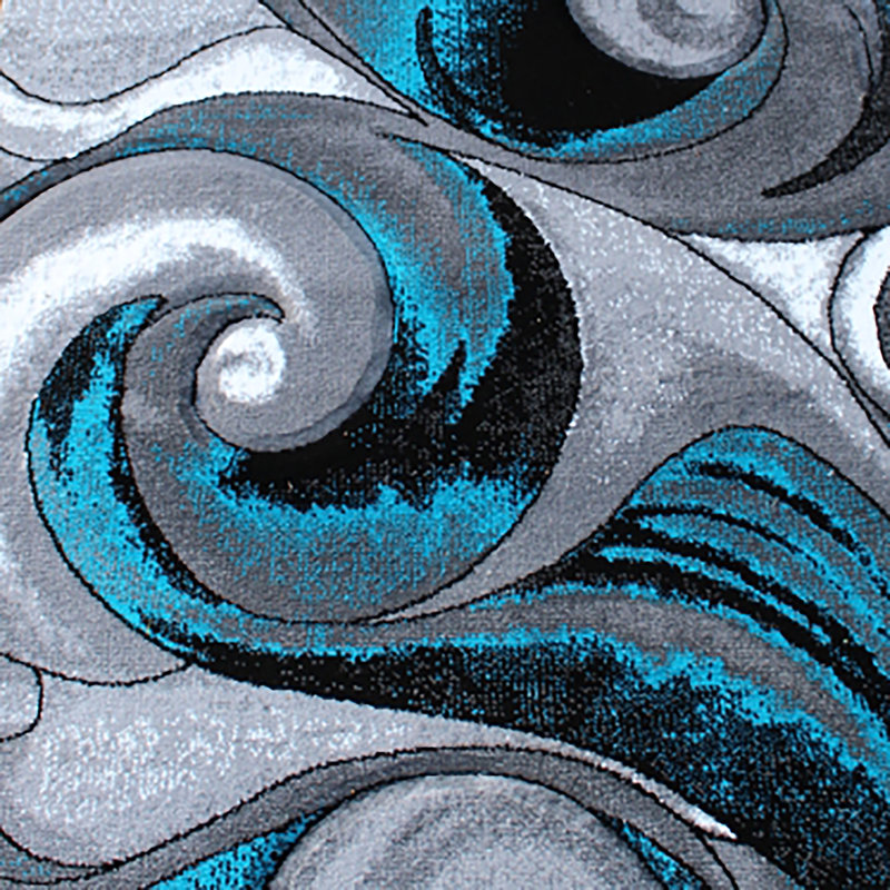 Tapis intérieur en oléfine à motif de vagues de la collection Tellus, Tapis de couloir 3 pi x 15 pi